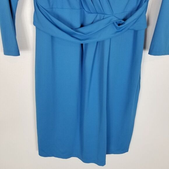 Talbots Women Blue Faux Wrap Dress Mini Dress Size S Petite 3/4 Sleeve - Picture 3 of 8